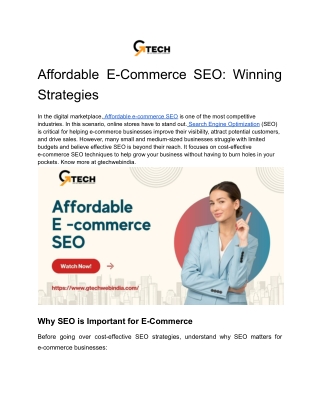 Affordable E-Commerce SEO: Winning Strategies