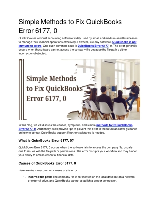 Simple Methods to Fix QuickBooks Error 6177, 0