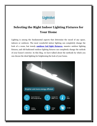Selecting the Right Indoor Lighting Fixtures for Your Home