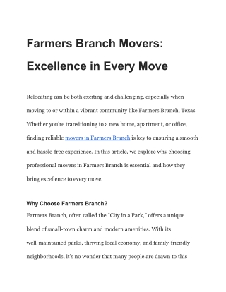 Farmers Branch Movers_ Excellence in Every Move