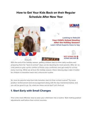 How to Get Your Kids Back on their Regular Schedule After New Year