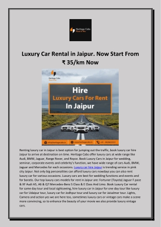 Luxury Car Rental in Jaipur