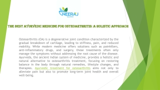 The Best Ayurvedic Medicine for Osteoarthritis: A Holistic Approach