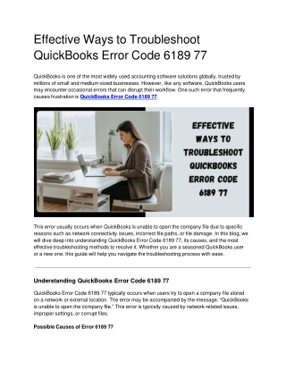 Effective Ways to Troubleshoot QuickBooks Error Code 6189 77