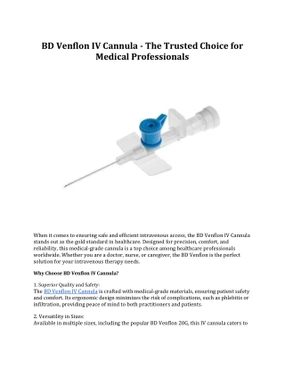 BD Venflon IV Cannula - The Trusted Choice for Medical Professionals