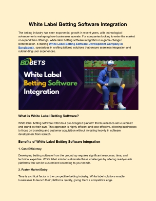 White Label Betting Software Development Company in Bangladesh