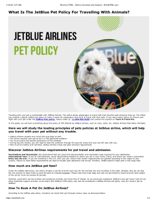 What Is The JetBlue Pet Policy For Travelling With Animals?
