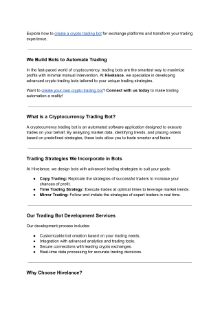 Discover Smarter Crypto Trading with Hivelance Crypto Trading Bots