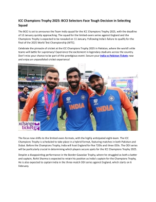 BCCI Selectors Face Tough Decision in Selecting Squad