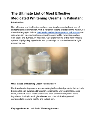 The Ultimate List of Most Effective Medicated Whitening Creams in Pakistan