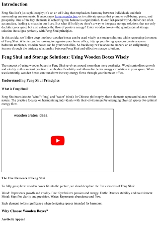 “Feng Shui and Storage Solutions: Using Wooden Boxes Wisely”