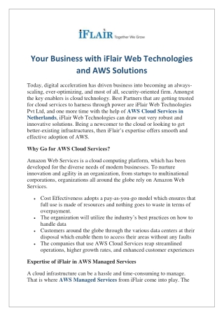 Your Business with iFlair Web Technologies and AWS Solutions