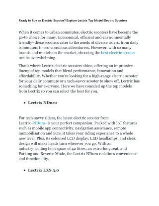 Ready to Buy an Electric Scooter_ Explore Lectrix Top Model Electric Scooters