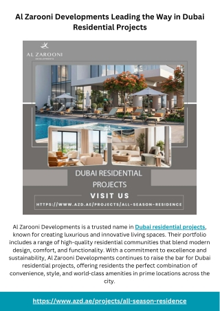 Al Zarooni Developments Leading the Way in Dubai Residential Projects