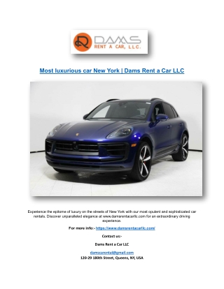 Most luxurious car New York | damsrentacarllc.com