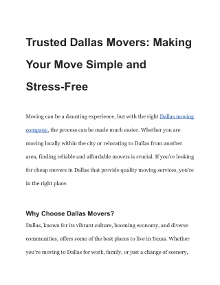 Trusted Dallas Movers_ Making Your Move Simple and Stress-Free