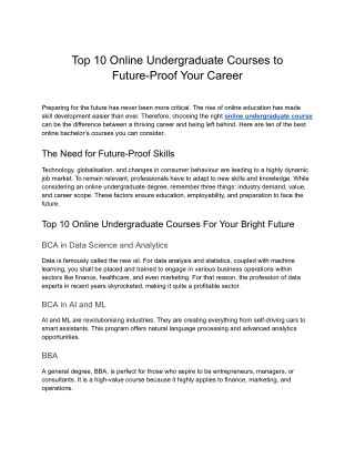 Parul Online- Top 10 Online Undergraduate Courses to Future-Proof Your Career