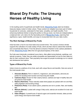 Bharat Dry Fruits_ The Unsung Heroes of Healthy Living