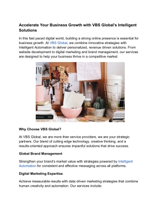 Accelerate Your Business Growth with VBS Global’s Intelligent Solutions