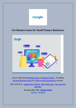 Get Business loans for Small Finance Businesses