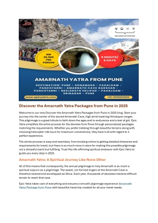 Discover the Amarnath Yatra Packages from Pune in 2025