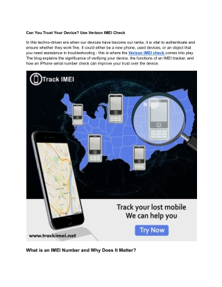 Can You Trust Your Device? Use Verizon IMEI Check