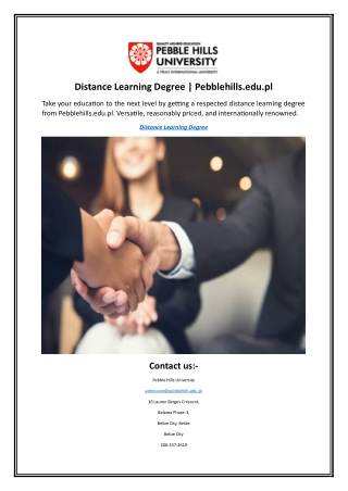 Distance Learning Degree | Pebblehills.edu.pl