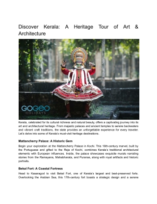 Discover Kerala_ A Heritage Tour of Art & Architecture