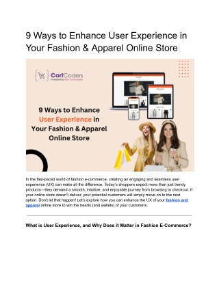 9 Ways to Enhance User Experience in Your Fashion & Apparel Online Store