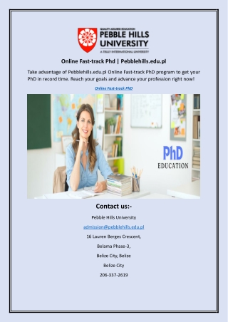 Online Fast-track Phd | Pebblehills.edu.pl
