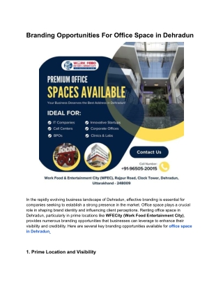 Branding Opportunities For Office Space in Dehradun