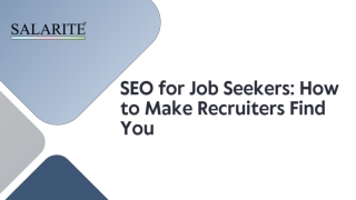 SEO for Job Seekers How to Make Recruiters Find You