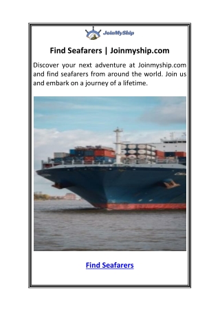 Find Seafarers  Joinmyship.com