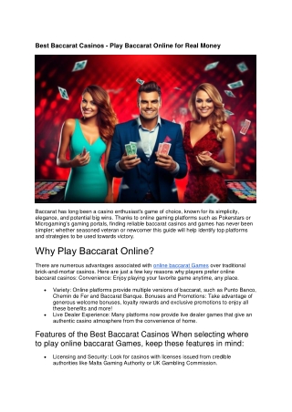 Best Baccarat Casinos - Play Baccarat Online for Real Money
