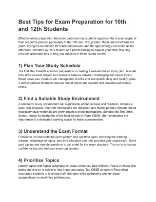 Best Tips for Exam Preparation for 10th and 12th Students