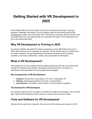 Getting Started with VR Development in 2025