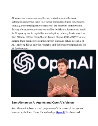 Insights from Industry Titans Like Sam Altman and Jensen Huang on AI Agents