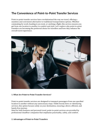 The Convenience of Point to Point Transfer