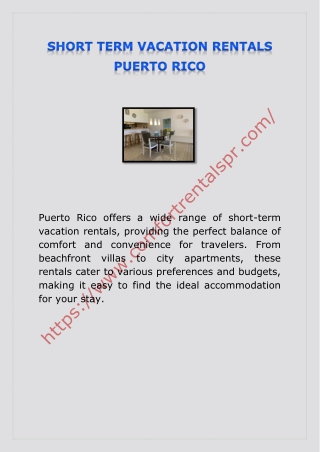 SHORT TERM VACATION RENTALS PUERTO RICO