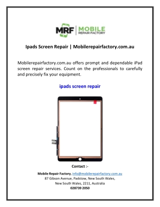Ipads Screen Repair | Mobilerepairfactory.com.au