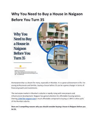 Why You Need to Buy a House in Naigaon Before You Turn 35