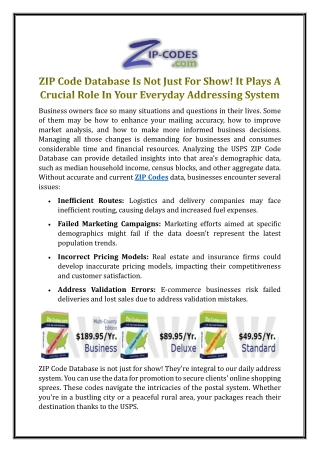 ZIP Code Database Is Not Just For Show! It Plays A Crucial Role In Your Everyday