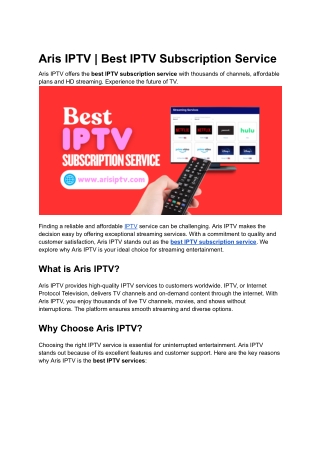 Aris IPTV _ Best IPTV Subscription Service