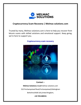 Cryptocurrency Scam Recovery | Melmac-solutions.com