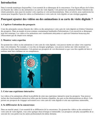 Pourquoi ajouter des vidéos ou des animations à sa carte de visite digitale ?
