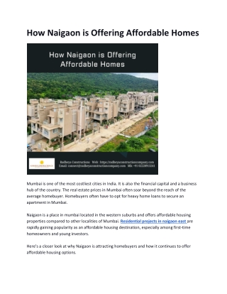 How Naigaon is Offering Affordable Homes