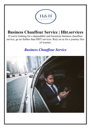 Business Chauffeur Service | Hht.services
