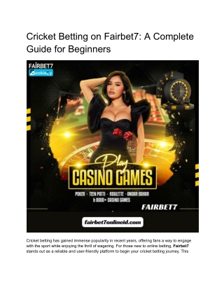 Cricket Betting on Fairbet7_ A Complete Guide for Beginners