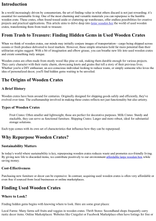 “From Trash to Treasure: Finding Hidden Gems in Used Wooden Crates”