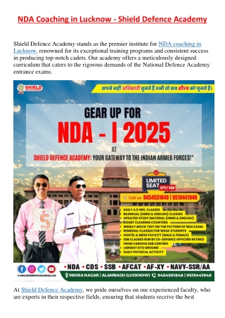 NDA Coaching in Lucknow exam 2025